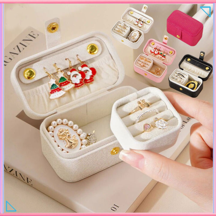 Mini PU Leather Travel Jewelry Box Rings Earrings Necklace Storage Case  Jewellery Storage Organizer Lazada PH