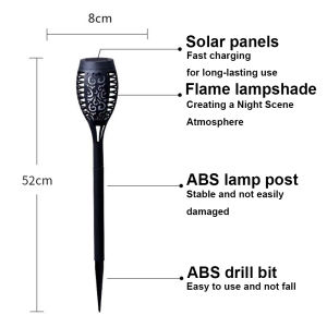 Waterproof LED Lamp Solar Torch Lights Flickering Flame Outdoor Garden Landscape Driveway Yard Patio Outdoor Garden Light