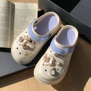 GNA🌸 รองเท้าหัวโต รองเท้าผู้หญิงรัดส้นสไตล์เกาหลี แถมตัวติดดอกไม้ พื้นนิ่มใส่สบาย เสริมส้น 🌸H25