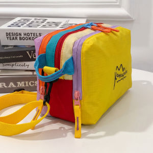 L96 Colorful Block Crossbody Bag Lightweight Nylon Shoulder Bag Multi Pocket Casual Travel Daily Use L
