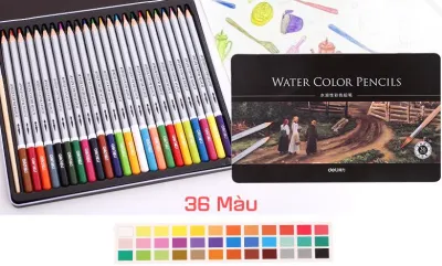 Bộ Bút Chì Màu Nước DELI 24/36/48/72 Màu ( Hộp Thiếc)