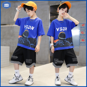 Bộ quần áo bé trai mùa hè 24kg đến 43kg bộ đồ ngắn tay bé trai 6 tuổi đến 12 tuổi phong cách Hàn Quốc hàng Quảng Châu