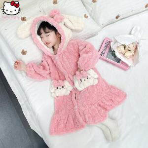 Christmas gifts Halloween Anime Girls Clothing Sanrio Autumn and Winter New Collection Cinnamoroll Warm Nightgown Cartoon Kawaii Kuromi Long Home Outfit