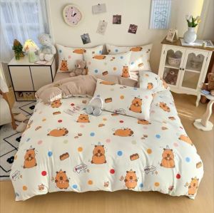 Capybara All Size Cartoon Cotton Fitted Bedsheet & Comforter Set Ultra Soft Cotton