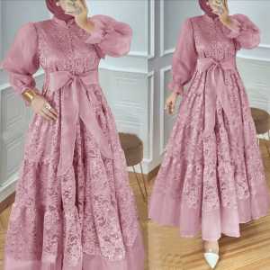 GAMIS TOP MAXI  LALISA GAMIS PESTA MODEL TERBARU LAGI VIRAL 2024  BRUKAT ORGANZA FASHION BUSANA MUSLIM  UKURAN M L XL XXL XXL