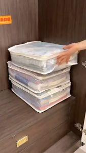 Clear Plastic Sweater Storage Bags Closet Organizer With Sturdy Zipper And Handle For Clothes Bedding