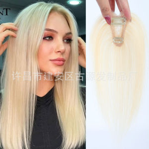 613 # 100% Human Hair Piece Hair Topper Hair Replacement Cover White Hair Breathable And Lightweight Wig Increase Hair Volume For Woman