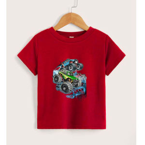 Baju Kaos Distro Anak Laki Laki Karakter Duo Monster Truck Keren Import 2 - 10 Tahun