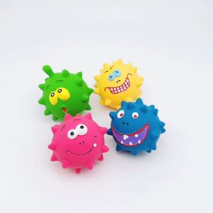 Expressions Chew Ball: Natural Latex Squeaky Toy with Massage Spikes - Puppy Teething Relief & Dental Gum Stimulator for Dogs