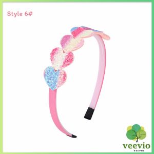Veevio ที่คาดผมเด็ก น่ารัก มีกลิตเตอร์ สีสันสดใสหัวใจ Hair band