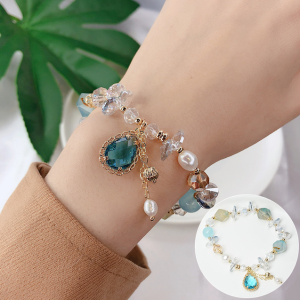 Viviann Bohemia Water Drop Pendant Pearls Candy Color Crystal Stone Beads Bracelets for Women Fashion Jewelry