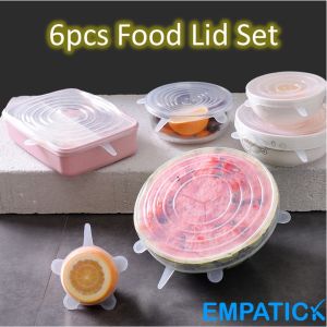 Food Cover Silicone Food Lid Reusable Food Storage Stretchable 6pcs Set