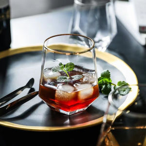 [Sirola] Phong cách Châu Âu Vàng lưỡi nhựa lục giác hộ gia đình trong suốt Whisky thủy tinh lục giác nước ngoài Rượu Thủy Tinh