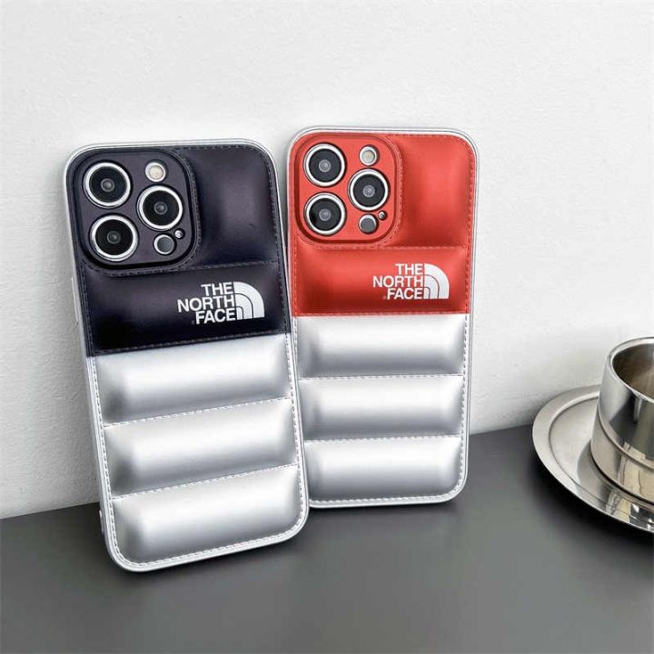 【The North Face】Down Jacket Case For iPhone 15 Pro Max 15 Plus iPhone 14  Pro Max 11 12 13 X XR XS Max 7plus 8plus Anti-fall 3D Puffer Airbags Soft 