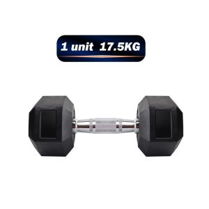 ADSports Commercial Grade 1 Unit 17.5KG Hexagon Dumbbell Rubber Coated With Iron Cast Dumbbell Weight Muscle Training