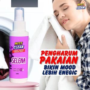 "Miss Clean Pengharum Pakaian Linen Spray Selena - Wangi Segar Tahan Lama Aroma Lembut Praktis dan Ekonomis - Pilihan Terbaik untuk Segala Jenis Pakaian dan Linen - Paling Banyak Dicari di Marketplace!"