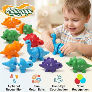 Aoduoyaya Dinosaur Matching Letters Toys Alphabet Number Pattern Matching Montessori Toys Baby Educational Toy