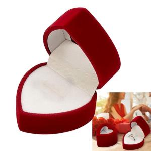 Elegant Sturdy Flocking Heart Organizers Box for Engagement Rings Earrings Storage Fashion Storage