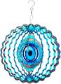 3D Wind Spinner Mandala 10 Inch Evil Eye Stainless Steel Wind Sculpture Blue Hanging Ornament Cut Metal Art for Indoor Outdoor Garden Decoration Amulet for Home and Yard. 