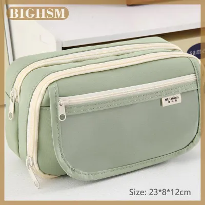 BIGHSM Large Capacity Pencil Bag Capybara Cartoon Stationery Holder Bag With Brooches Stickers Clips Keychains Children Pen Case