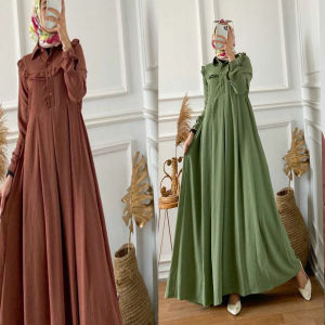 Gamis Mola Dress Wanita muslim Dewasa  Bahan Crinkle Air Flow terbaru kekinian 2023