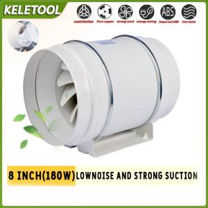 4"/6"/8" Exhaust Fan High Suction Inline Duct Booster Fan with Remote Control Powerful Extractor for Bathroom Kitchen Ventilation