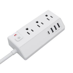 Small Power Socket for Ship Flat Plug Design with 3xAC Outlets and 3xUSB & 1xType C Charging Port Extension Cord