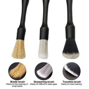 3 Pcs Ultra Soft Car Detail Brushes - Synthetic Bristles for Dashboard Dust Removal