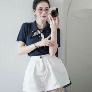 💥[A490] Áo len nữ Montoghi dệt kim CỔ 2 NÚT KÈM KHĂN CÓ LOGO thanh lịch và dễ thương - L2M