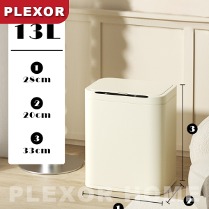 Plexor 13L/20L Rectangular Intelligent Trash Can with Lid Stainless Steel Waterproof Motion Sensor Smart Trash Bin Wide Open Smart Automatic Garbage Cans Induction Dust Bin for Bedroom Office Living Room