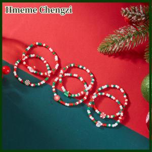 Hmeme Christmas Colorful Beads Multi Element Bracelets For Women Santa Claus Snowflake Tree Bracelet Party Jewelry