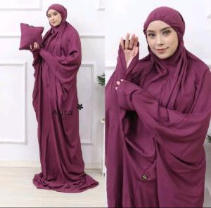 Mukena terusan polos jumbo wanita dewasa mukena terusan peraktis traveling