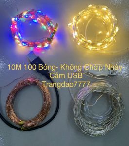 Dây Đèn Đom Đóm Fairy Light Không Chớp Decor Trang Trí Tiệc Cắm Trại Đẹp Dài 10 Mét 100 Bóng Đèn Led Xài Cổng Sạc USB
