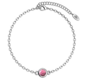 Her Jewellery Birth Stone Bracelet (White Gold) - Luxury Crystal Embellishments plated with 18K Gold