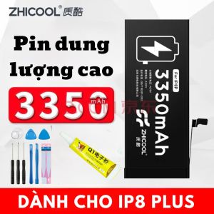 Pin DUNG LƯỢNG CAO iP 8Plus 3350mAh Zhicool Tặng kèm bộ mở máy và keo dán Bảo hành 3 tháng