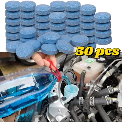 50pcs Car Windshield Washer Fluid Concentrated Clean TabletsNew Formula Windshield Wiper Fluid Solid Effervescent Tablet Remove Glass StainsClear Vision