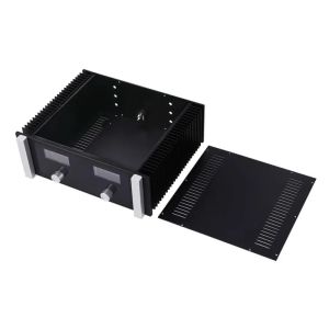 btnx Aluminum amplifier chassis - with dual VU meters and side heatsinks P7Q2M