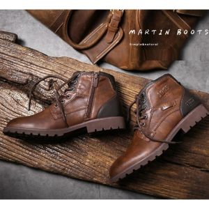 2022 Large Size Winter Genuine Leather Men Boots Comfortable Cowhide Vintage Boots Retro Ankle Leather Men Boots