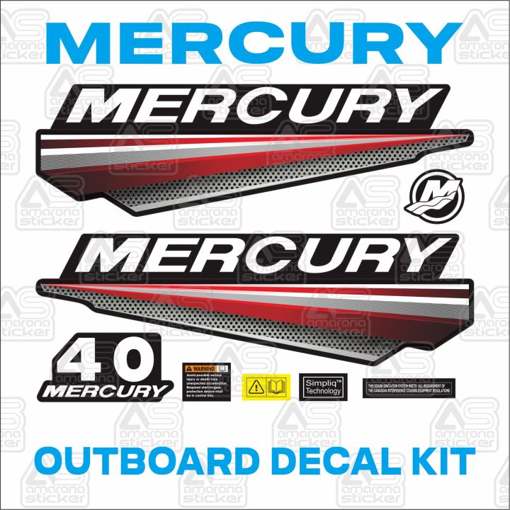 STICKER STIKER MESIN TEMPEL MERCURY 40 HP MERCURY OUTBOAR DECAL KIT ...