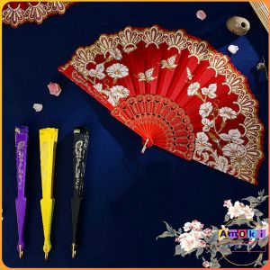 Amoki Wedding Dance Party Fashion Hand Fans For Chinese Style Flower Folding Hand Held Fan Lace