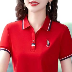 100KG Fat Girl Can Wear Korean Style Classic Casual Sport Polo Shirt Ladies Short Sleeve Loose Running Lapel T-shirt Women Fashion Blouse Stretch Tops Polo Shirt For Plus Size Ladies - Lazada