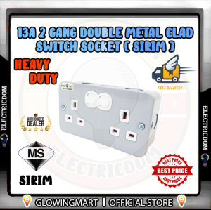 SIRIM 13A Heavy Duty Metal Socket Metal Clad Switched Socket BESI /DOUBLE SWITCH SOCKET / DOUBLE METAL CLAD 铁壳 铁插头 铁插座