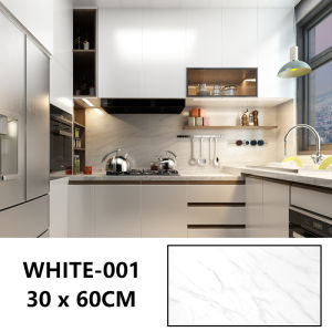 Realistic Marble Wallpaper - Self-Adhesive PVC Wall Decor for Kitchen & Bathroom - Waterproof Peel & Stick Tiles 30x60cm