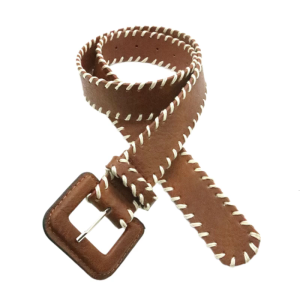 เข็มขัดหนัง PU พร้อมหัวเข็มขัดสำหรับกางเกงยีนส์หรือเดรสสายรัดเอวเชือกทอสีน้ำตาลแบบย้อนยุค