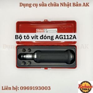 Bộ tô vít đóng Koken mã AG112A bao gồm 4 mũi bít 1 cán tô vít đóng và 1 đầu nối hàng Nhật chính hãng
