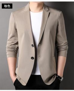 Summer Casual Small Suit Mens Flat Collar Trend Large Top Solid Color Super thin Suit shirt