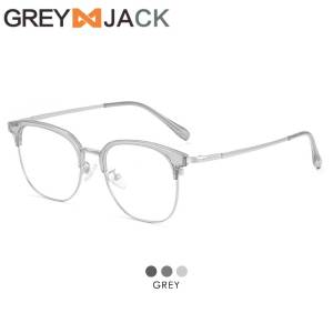 Grey Jack Frame Kacamata Model Kotak Half Frame Bahan Metal Fashion Pria dan Wanita Bisa Minus Antiradiasi Blueray Bluecromic New 9399