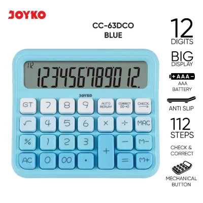 JOYKO Calculator Kalkulator Aesthetic CC-63DCO 12 Digits Check & Correct