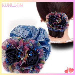 [KUNLIAN] Flower Hair Band Elegant Womens Rubber Band Simple Large Scrunchies Hair Accessories For Women