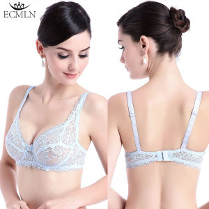 ECMLN Plus Size Women Underwired Push Up Bra Hollow Out Bralette Embroidery Lingerie Brassiere Non-padded Female Underwear New